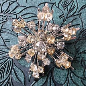 Vintage Signed Coro Rhinestone Snowflake Brooch